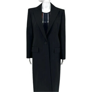 Givenchy Black Wool Gabrdine peaked lapel structured jacket/coat - Size 42